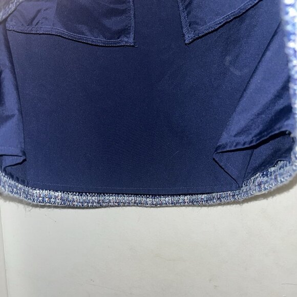 Loft Blue Tweed Print Zipper Pocketed Preppy Y2K Retro Mini Skirt Size 0 - Picture 5 of 10